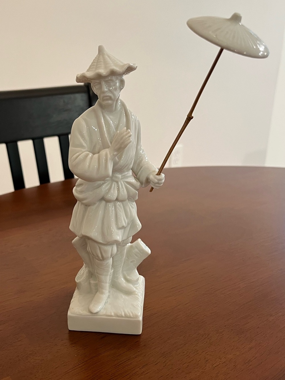 Vintage Fitz and Floyd Blanc de Chine Porcelain Asian Man with Parasol